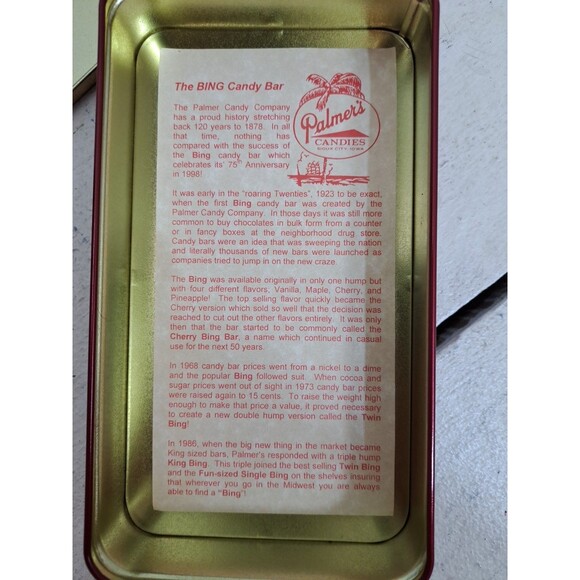 Vintage Twin Bing 75th Anniversary Advertising Tin Box With Paper - Picture 4 of 6
